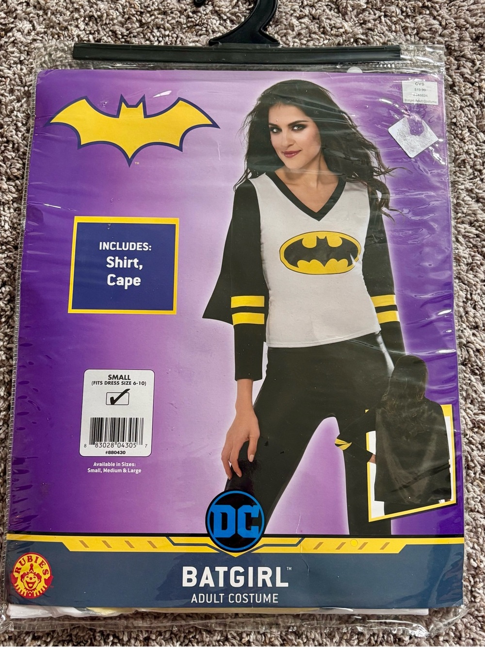 NWT Rubies DC Comics Batgirl Sporty T-Shirt Costume & Cape small & medium avail